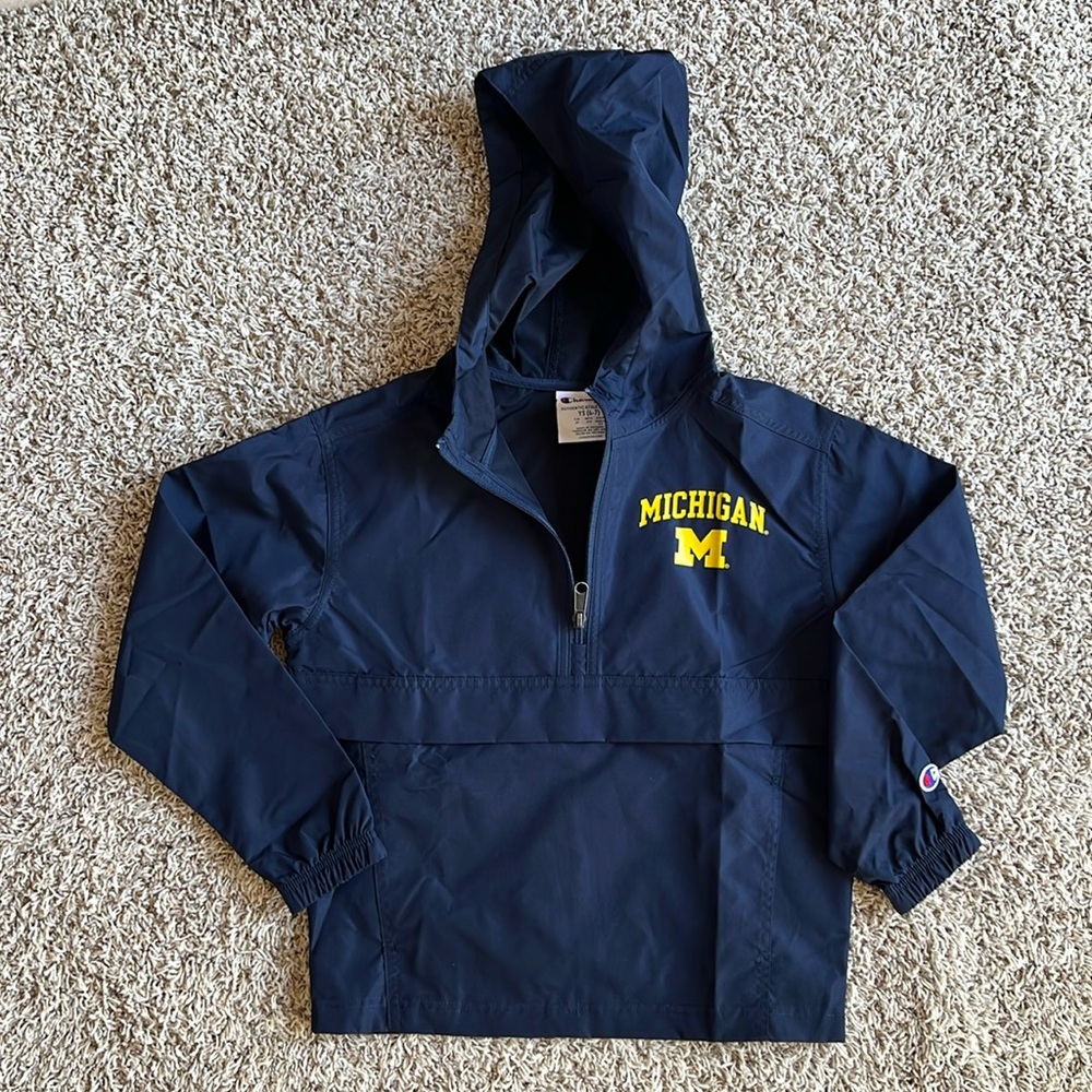 Kids size YS (6/7) Champion Michigan pullover windbreaker